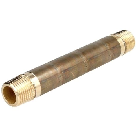 Raccord à visser laiton rouge nipple double 1/2'' x 140 mm