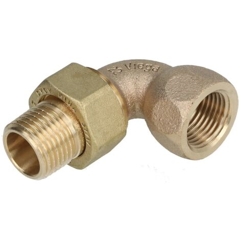 Raccord à visser laiton rouge raccord coudé 1/2’’ FF/FM étanchement conique