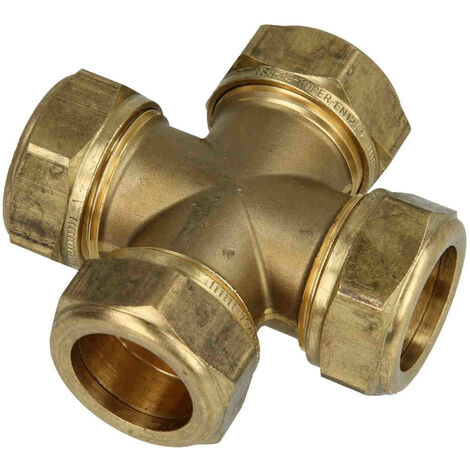 Raccord bicône en laiton, croix pour cuivre Ø22 mm
