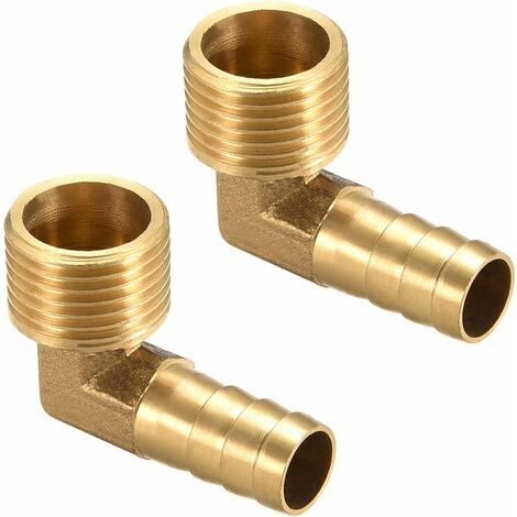 Raccord Cannelé Tuyau Barbillon Laiton 90° Coude 12mm Barbelé x1/2 G Mâle Tuyau 2Pcs