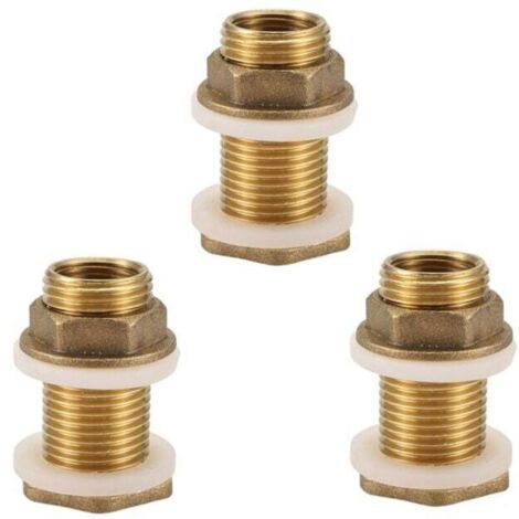 Raccord Cloison Laiton 3 Pièces 3 8 Pouce 1 2 Mâle Connecteur Réservoir Eau Fileté Anneau