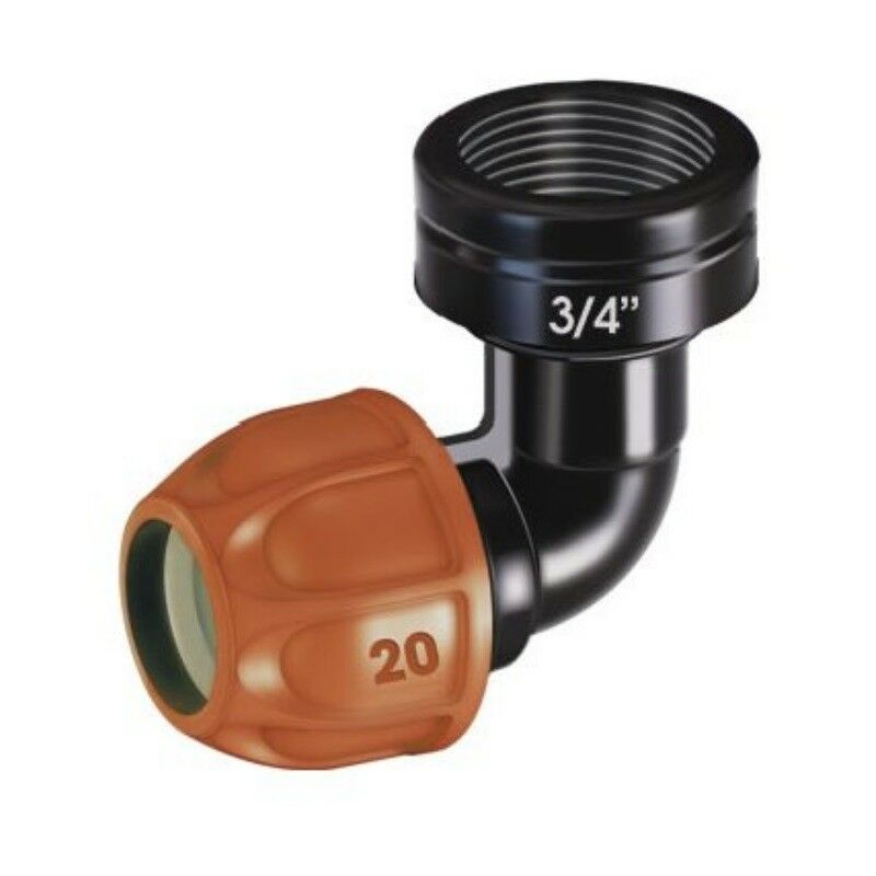 Claber - Raccord coudé pour tuyau 20mm avec filetage femelle 3-4'