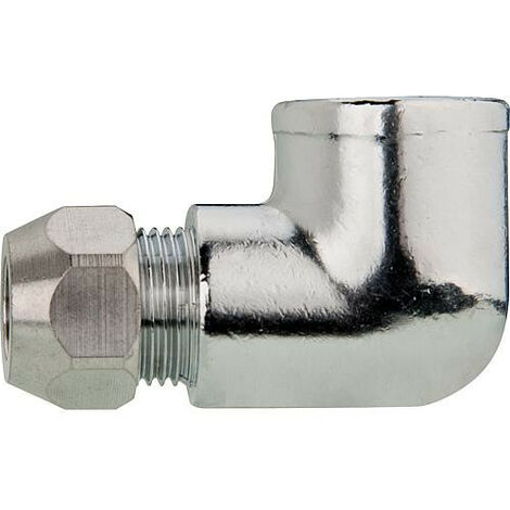 Raccord coude chrome un cote fil fem l'autre fil mâle 3/8" x 10 BG