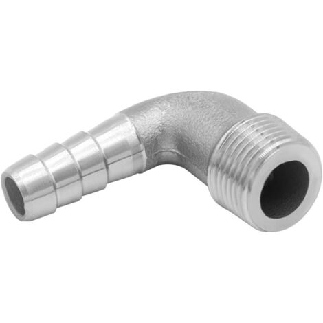 Raccord coudé en acier inoxydable à 90 degrés pour tuyau mâle de 3/4" vers 20 mm eau, gaz et huile -