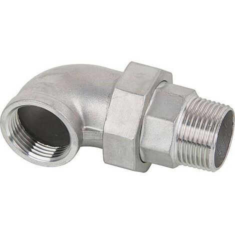 Raccord coude femelle/male 3/7", V4A, joint plat