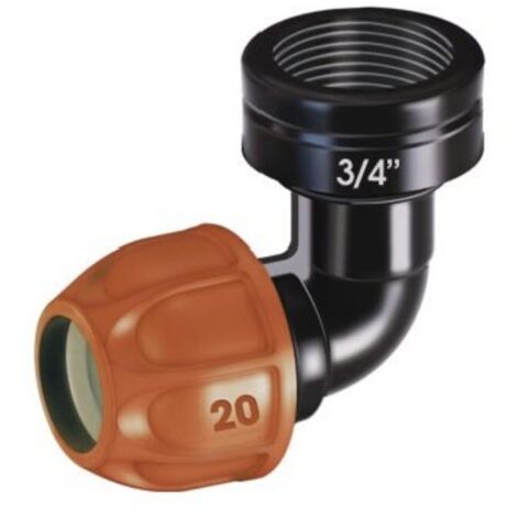 Raccord coudé pour tuyau 20mm avec filetage femelle 3-4"