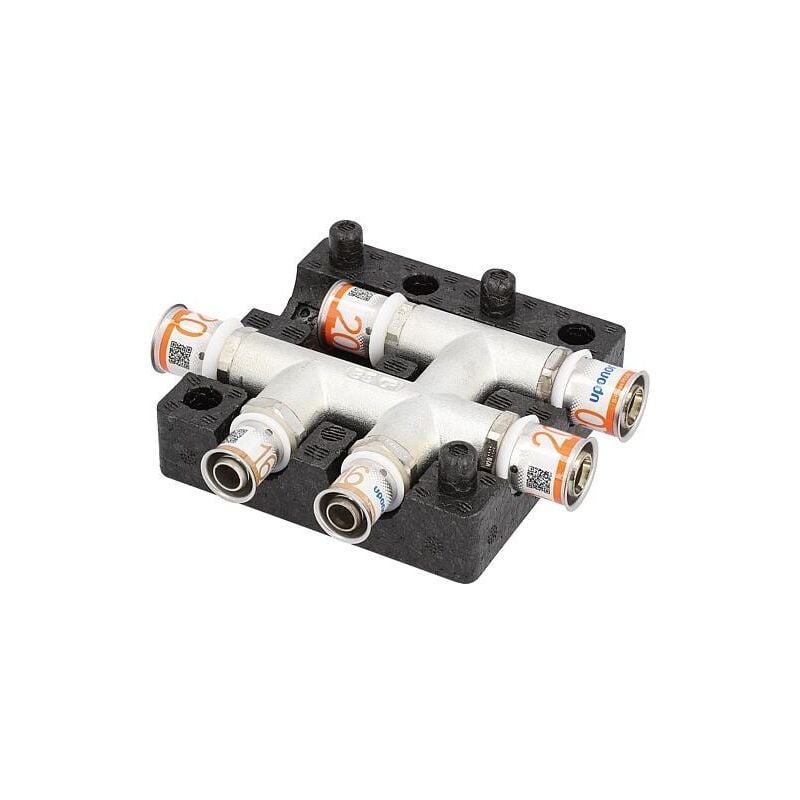 Raccord croisé S-Sertir plus hk Uponor avec boîte d'isolation Ø20mm-Ø20mm-Ø20mm