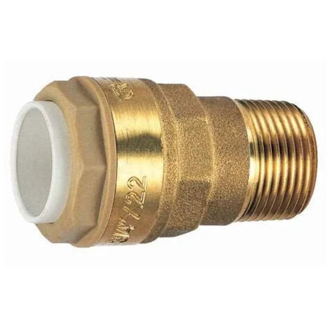 Raccord cuivre à clipser 16 mm, laiton mâle 15x21 (1/2"), PUSH FIT