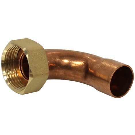 HECAPO Raccord cuivre coudé 2 pièces Femelle écrou libre Ø22-3/4