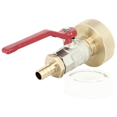 Raccord cuve S60X6 laiton - Vanne laiton + Embout droit 13 mm