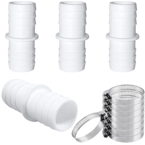Raccord d’Accouplement pour Tuyau d’Aspiration 38 mm – Lot de 2 avec 4 Colliers