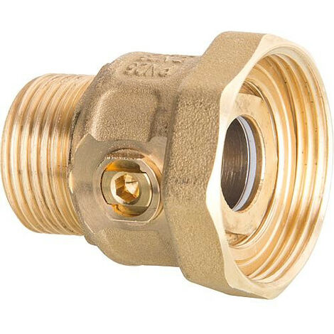Raccord d'arret de pompe DN40 (11/2") ecrou x DN25 (1") male, laiton