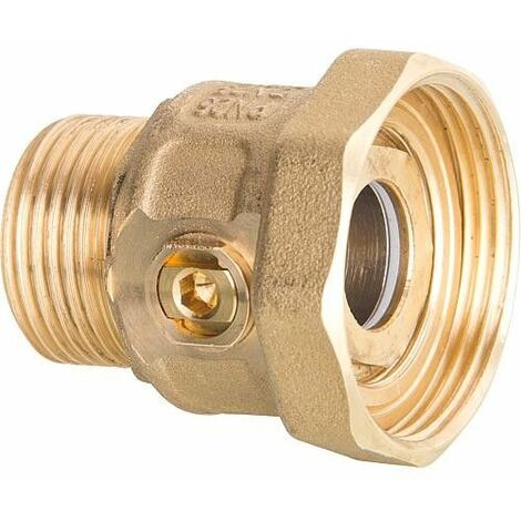Raccord d'arret de pompe DN40 (11/2") ecrou x DN25 (1") male, laiton