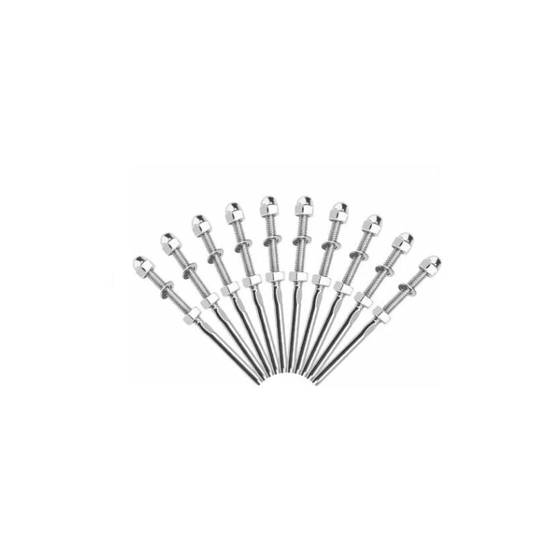Treetalk - Raccord de câble en acier inoxydable pour gréement Écrou à chapeau Barre droite Raccords de câble pour garde-corps-1/8,10pcs