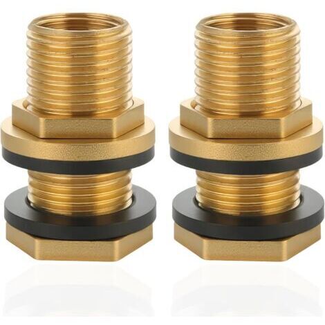Raccord de citerne d’eau de pluie en laiton à 2 pièces, filetage G3/8″ à G1/2″, avec joints en caoutchouc inclus