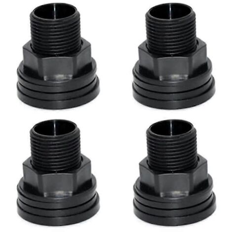 Raccord de cloison en PVC à double filetage, connecteur de réservoir d'eau pour récupérateurs d'eau de pluie et aquariums.
