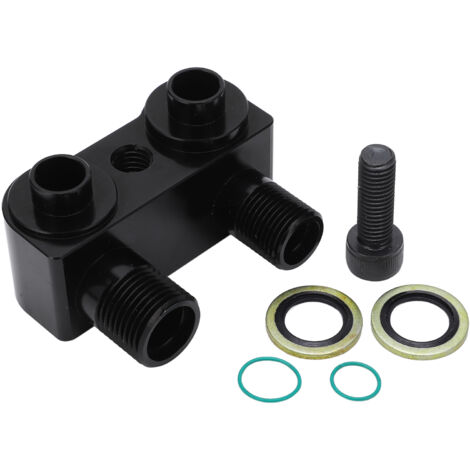 Raccord de compresseur AC Angle de rotation de 90 ° 6061-T6 Billet en alliage d'aluminium Noir Kit d'adaptateur de remplacement pour Ford LSX LS1.