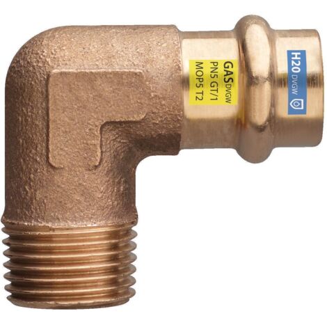 Raccord de compression en laiton rouge 1/2x18mm, 90°, combiné, Frabo DVGW