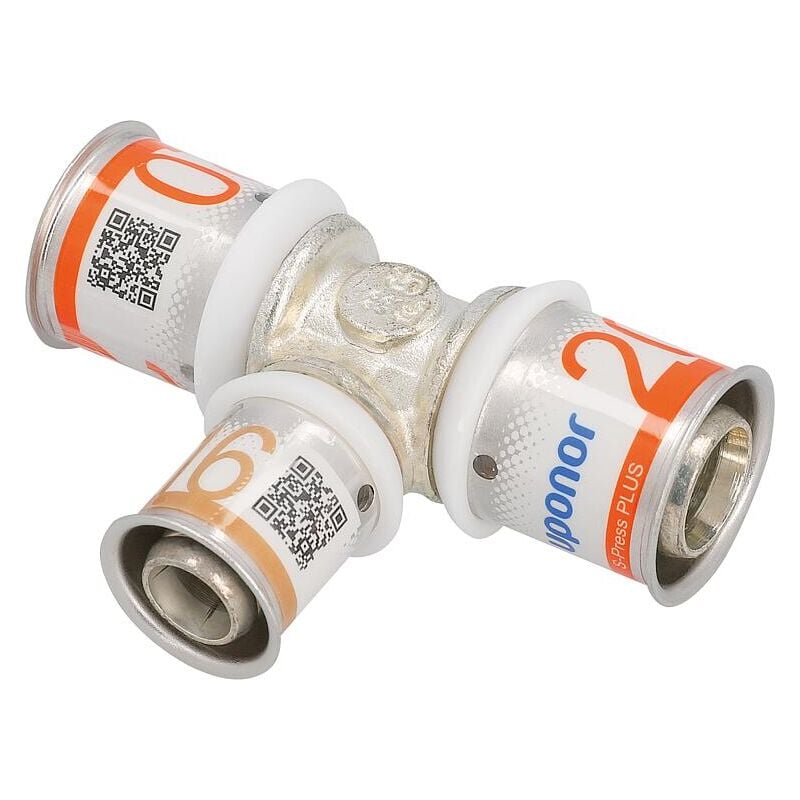Uponor - Pièce en t réduite S-Sertir plus Ø25mm-Ø25mm-Ø16mm