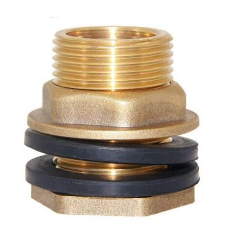 Raccord de réservoir d'eau en laiton massif, 1" femelle et 1-1/4" mâle, pour traversée de cloison