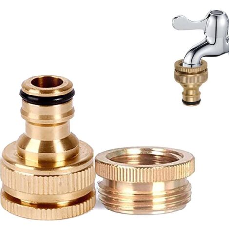 Raccord de robinet de jardin en laiton fileté de 20 mm à 25 mm - Raccord rapide en laiton pour tuyau d'arrosage
