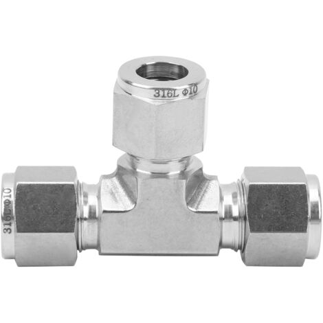 Raccord de Té en Acier Inoxydable 316 à Compression à Diamètre Égal, Forgé à Matrice SS‑600‑3Ф10