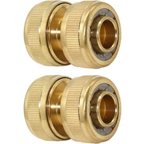 Raccord de tuyau d'arrosage en laiton 19 mm (3/4"), raccord de descente, rallonge de connecteur à fixation rapide, réparation rapide (lot de 2)