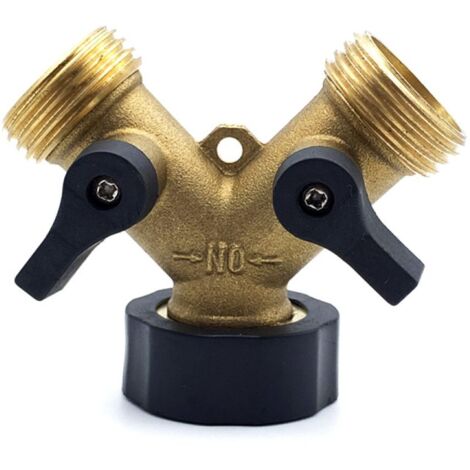Raccord de tuyau d'arrosage en laiton, séparateur de tuyau en Y, séparateur de tuyau 3/4, 2 voies robuste, séparateur de tuyau d'arrosage en Y, robinet d'arrosage