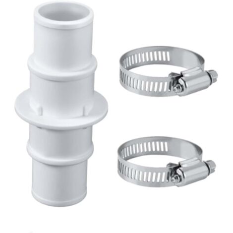 Raccord de tuyau de piscine, raccord droit à ventouse, pour piscines de 1-1/4" et 1-1/2", avec 2 colliers de serrage