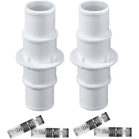 Raccord de tuyau de piscine, raccord droit à ventouse, pour piscines de 1-1/4" et 1-1/2", lot de 2 avec 4 colliers de serrage