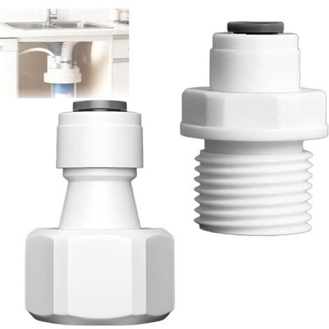 Raccord de tuyau d'eau droit 1/4" RO vers filetage mâle 1/2" femelle/mâle - Raccord rapide Push In - Pour filtre à eau osmose inverse