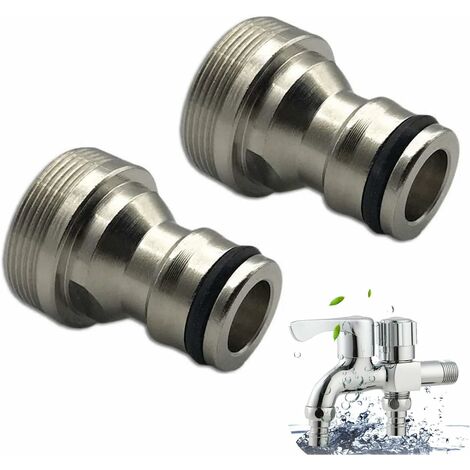 Raccord de Tuyau Fileté en Laiton Adaptateur Universel Pour Robinet Tuyau Robinet mitigeur Connecteur Adaptateur de Cuisine Adaptateur de Robinet Pour Tuyau D'arrosage 21 MM Argent（2 pièces）