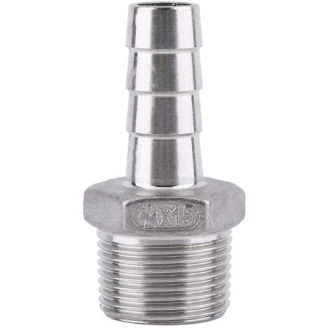 Raccord de tuyau mâle en acier inoxydable, embout cannelé (3/4" x 15 mm)