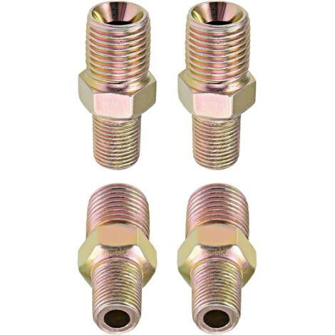 Raccord de Tuyau Réducteur Mâle 1/8 Npt x 1/4 Bsp - Lot 4 Convient pour la Connexion Tuyaux Connecteurs Mamelons Hexagonaux en Acier Au Carbone Cuivre
