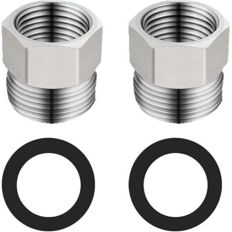 Raccord de Tuyau Rond, réducteur de tuyau de douche, G1/2" à G3/8", Acier inoxydable, Chrome