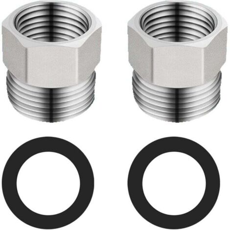 Raccord de Tuyau Rond, réducteur de tuyau de douche, G1/2" à G3/8", Acier inoxydable, Chrome