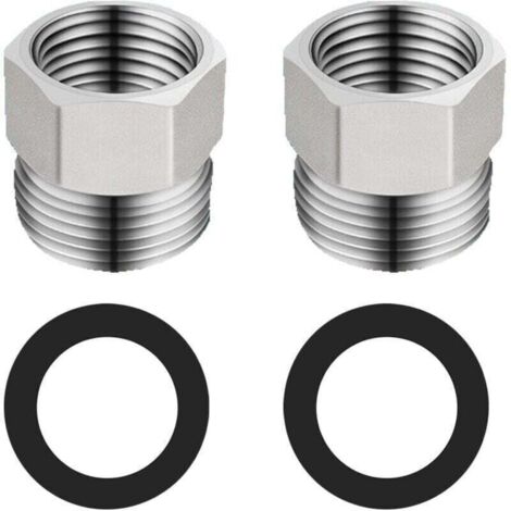 Raccord de Tuyau Rond, réducteur de tuyau de douche, G1/2" à G3/8", Acier inoxydable, Chrome