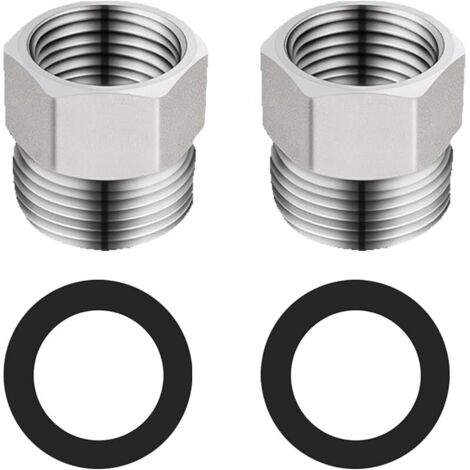Raccord de Tuyau Rond, réducteur de tuyau de douche, G1/2" à G3/8", Acier inoxydable, Chrome