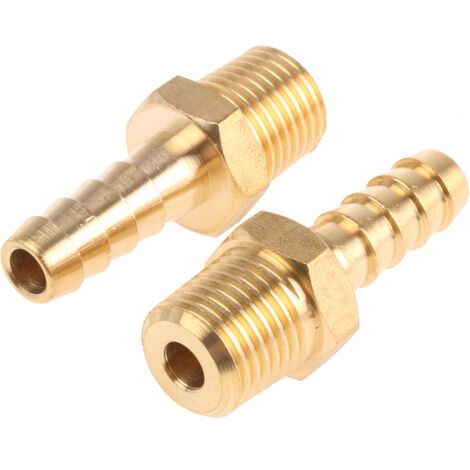 Raccord de tuyau souple RS PRO Droit, G 3/8" mâle Laiton ( Prix pour Paquet de 2 )