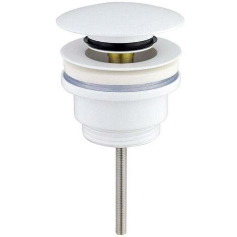 Raccord de vidange universel à bouton-poussoir, blanc mat, convient aux lavabos et bidets, raccordement 1 pouce.