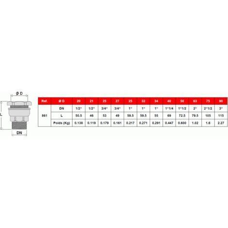 Raccord DECA droit mâle 3" (80/90) laiton pour tube PE Ø90 - Sferaco