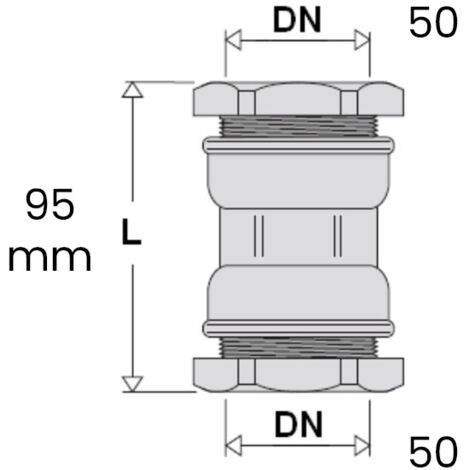 Raccord DECA laiton tube PE Ø50 - Manchon d'accouplement 95 mm