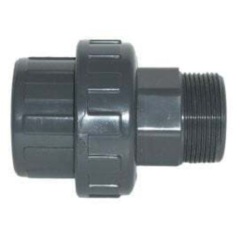 Raccord d'évacuation PVC union démontable – Côté à coller 50mm – Côté mâle 1' 1/2 – Flexible pour systèmes de plomberie – Piscineo