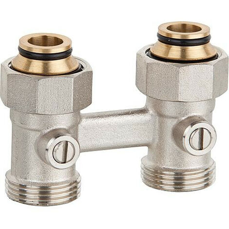Raccord double de robinet a bille systeme bitube fil fem 3/4" passage avec eurocone
