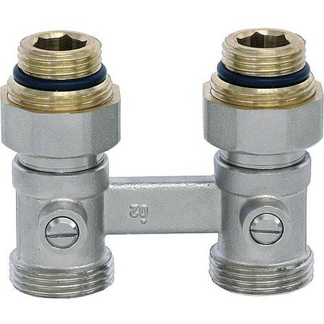 Raccord double de robinet sphérique systeme bitube fil mâle 1/2" passage intergral