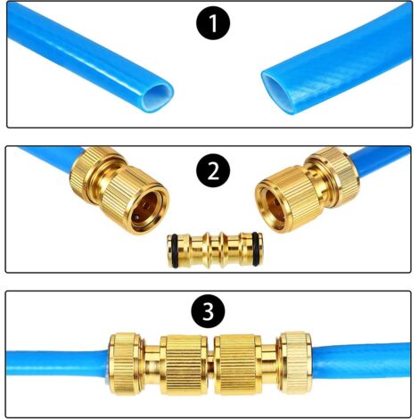 Raccord double mâle en laiton pour robinet de tuyau d'arrosage - Lot de 2