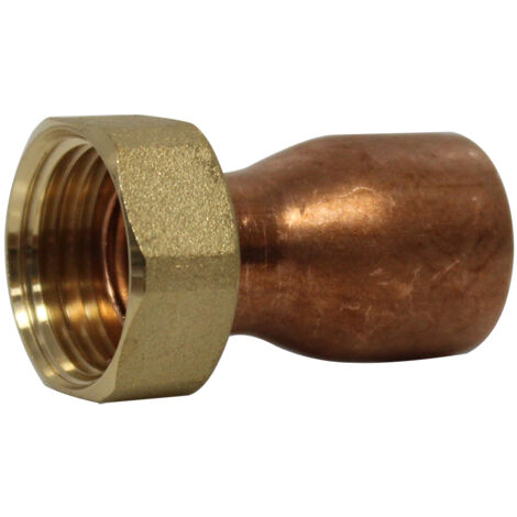 Raccord droit 2 pièces écrou prisonnier à joint plat - Femelle 1/2" (15/21) - Cuivre Ø18 - Arcanaute