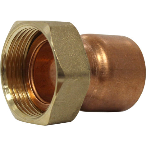 Raccord droit 2 pièces écrou prisonnier à joint plat - Femelle 1"1/4 (33/42) - Cuivre Ø35 - Arcanaute