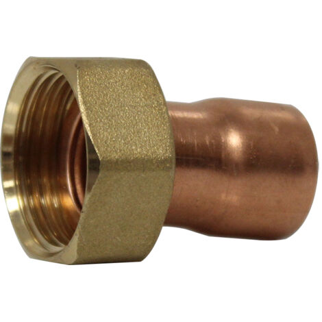 Raccord droit 2 pièces écrou prisonnier à joint plat - Femelle 3/4" (20/27) - Cuivre Ø18 - Arcanaute
