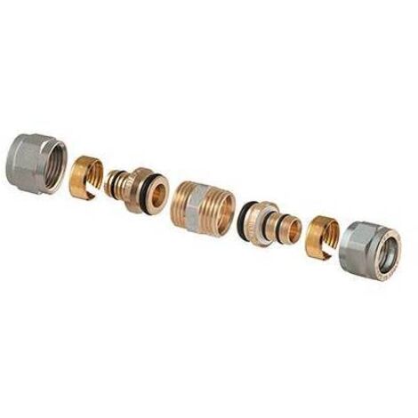 Raccord droit à double compression p/multicouche 2 pcs assemblés